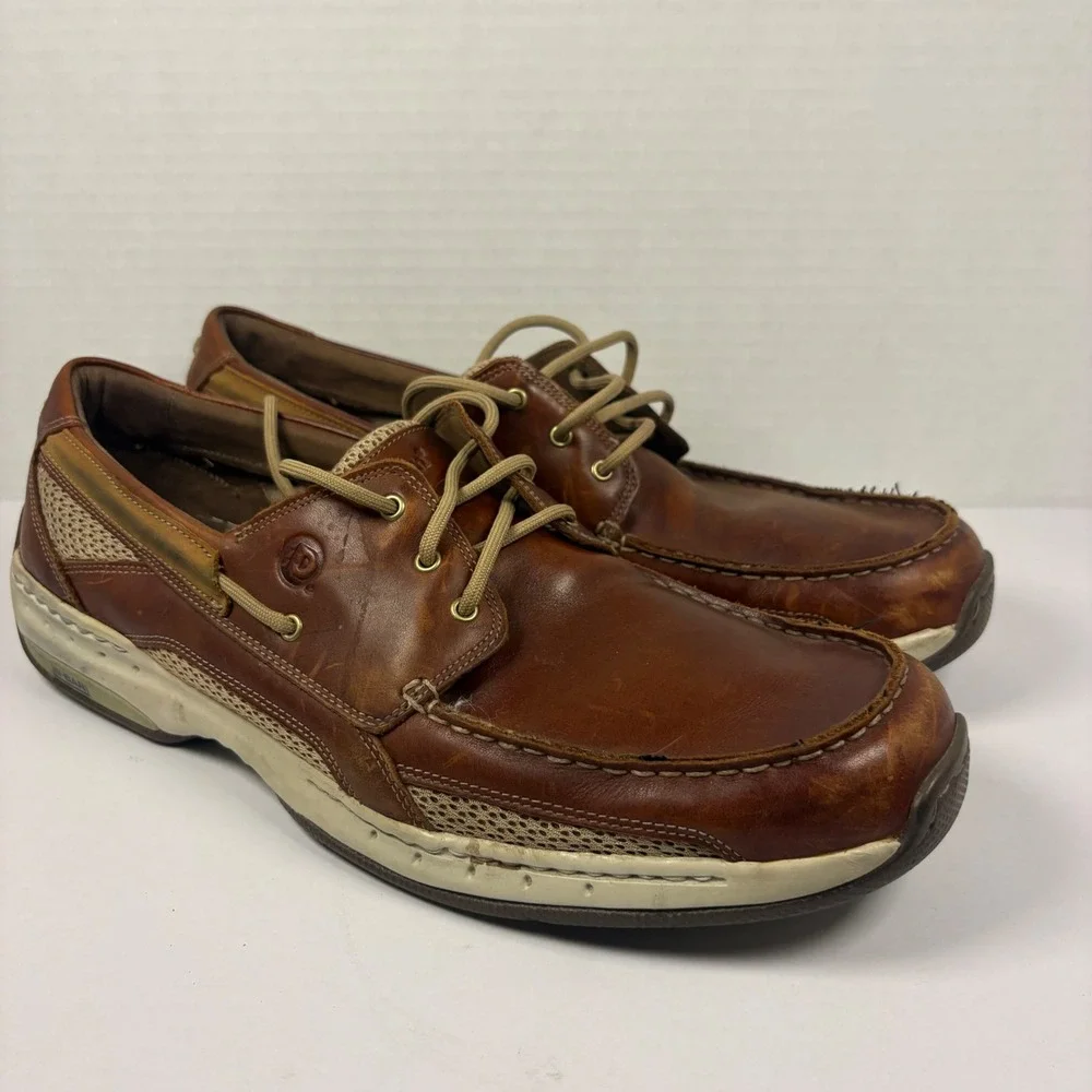 Dunham Captain Mens Brown Leather Mesh Boat Shoes Loafers MCN410BR Size 13 D